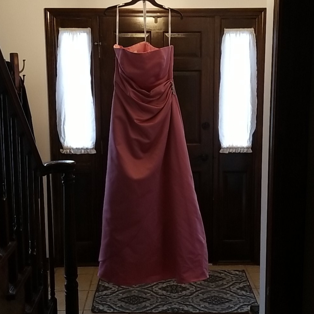 David's Bridal satin gown side drape - prom! Sz 14